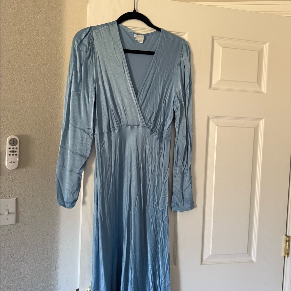 Elegant Long Sleeve Blue Dress